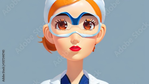 Expressive cartoon medical worker. Generative AI © Fernando