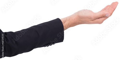 Close up of businessman with empty hand open