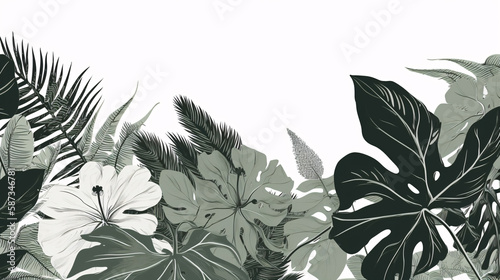 illustration of botanical plant leaves and flowers wallpaper great for post cards generative ai