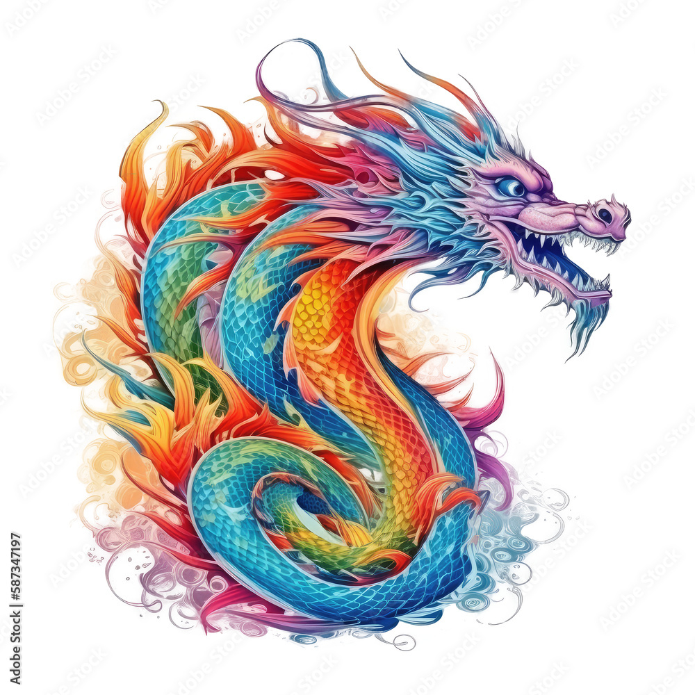 color dragon isolated on white color dragon isolated on white