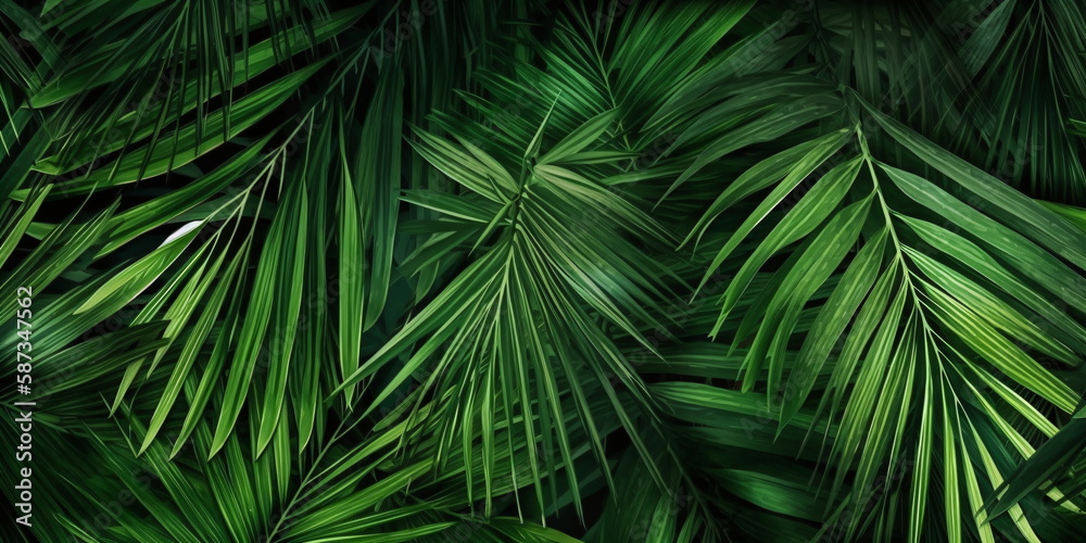 Tropische Blätter im Hintergrund. Grüne Palmblätter, Natur Hintergrund mit KI erstellt Tropische Blätter im Hintergrund. Grüne Palmblätter, Natur Hintergrund mit KI erstellt