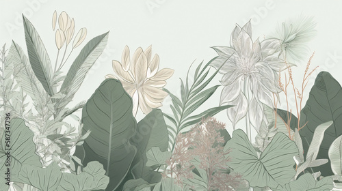 spring flowers background botanical generative ai