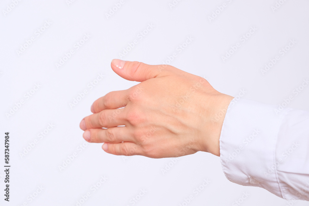 Women's hand is ready for handshake Women's hand is ready for handshake