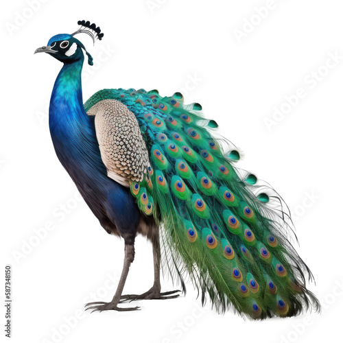 peacock isolated on white photo