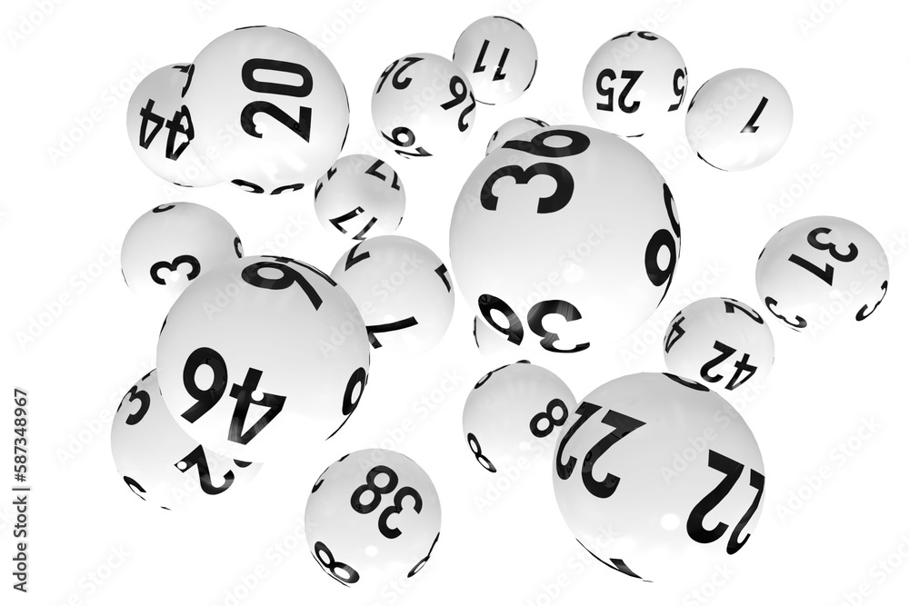 Naklejka premium 3D image of white bingo balls