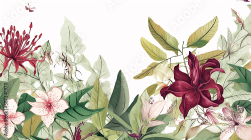 spring flowers background botanical generative ai