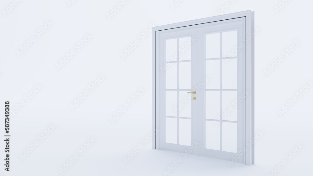 3D render of white door isolated on white background, 3D render of white door isolated on white background,