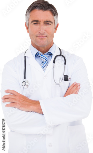 Serious doctor looking at camera