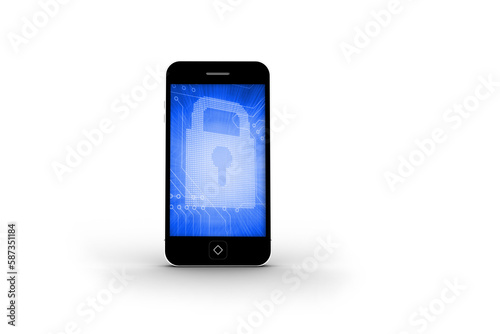 Blue lock on smartphone screen