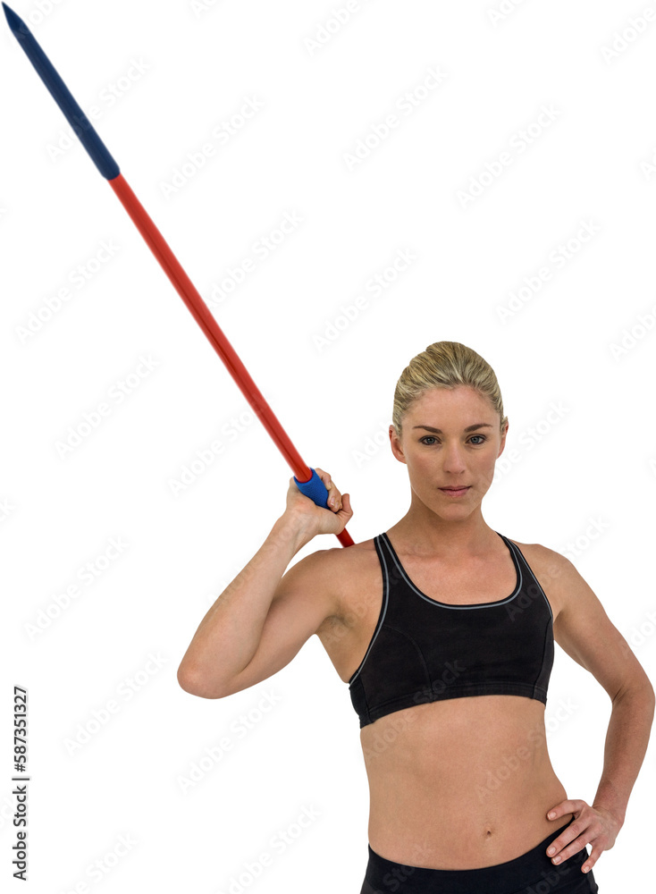 Sportswoman holding javelin Sportswoman holding javelin