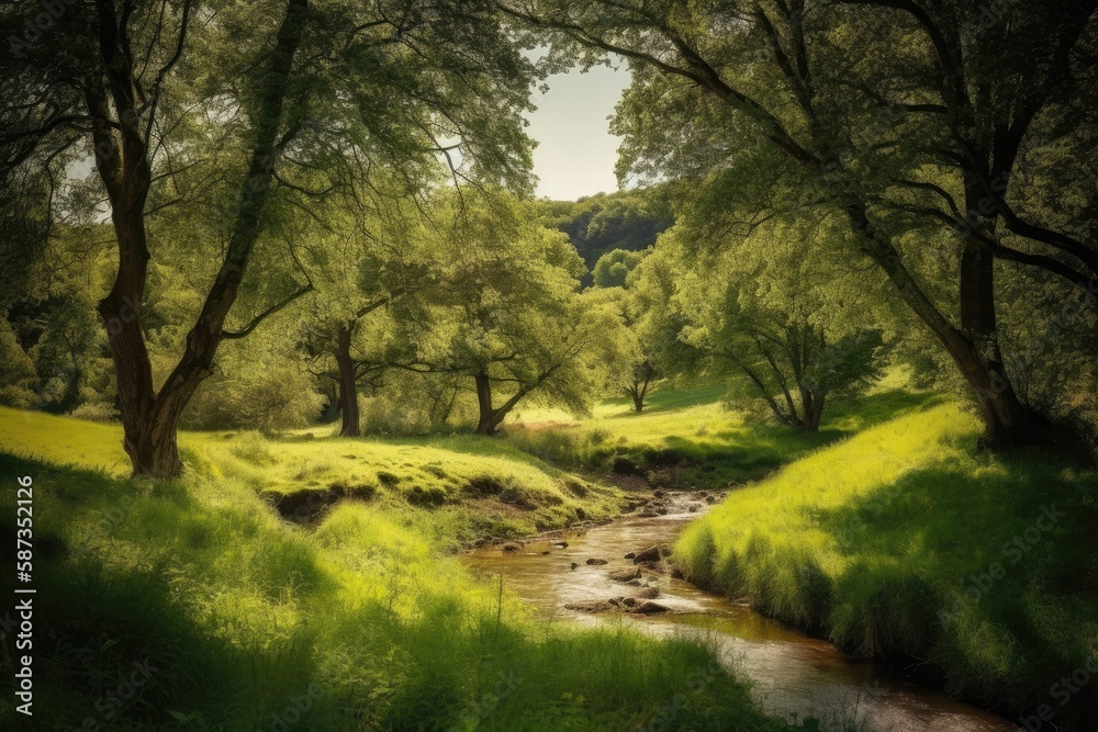 A serene forest with tall trees - made with Generative Ai A serene forest with tall trees - made with Generative Ai