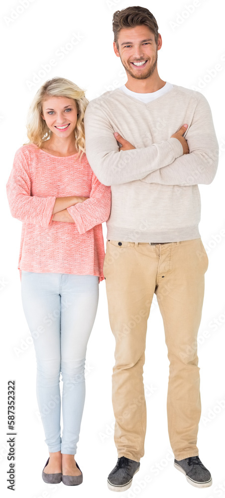 Fototapeta premium Attractive couple smiling with arms crossed