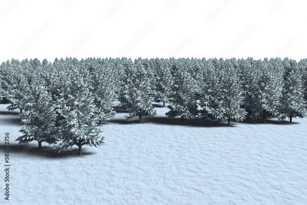 Fototapeta premium Digitally generated image of forest on field during winter