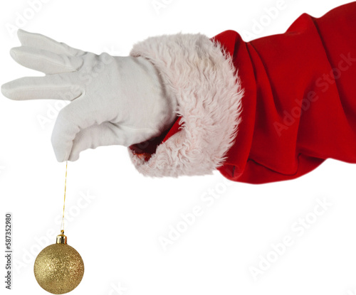 Santa Claus holding Christmas bauble