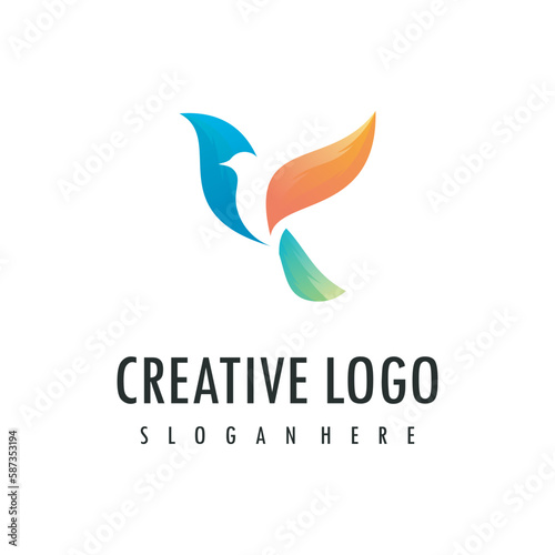 Colorful gradient bird logo design vector icon