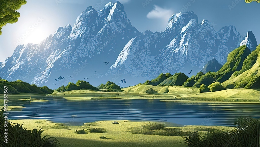 lake in the mountains, generative ai