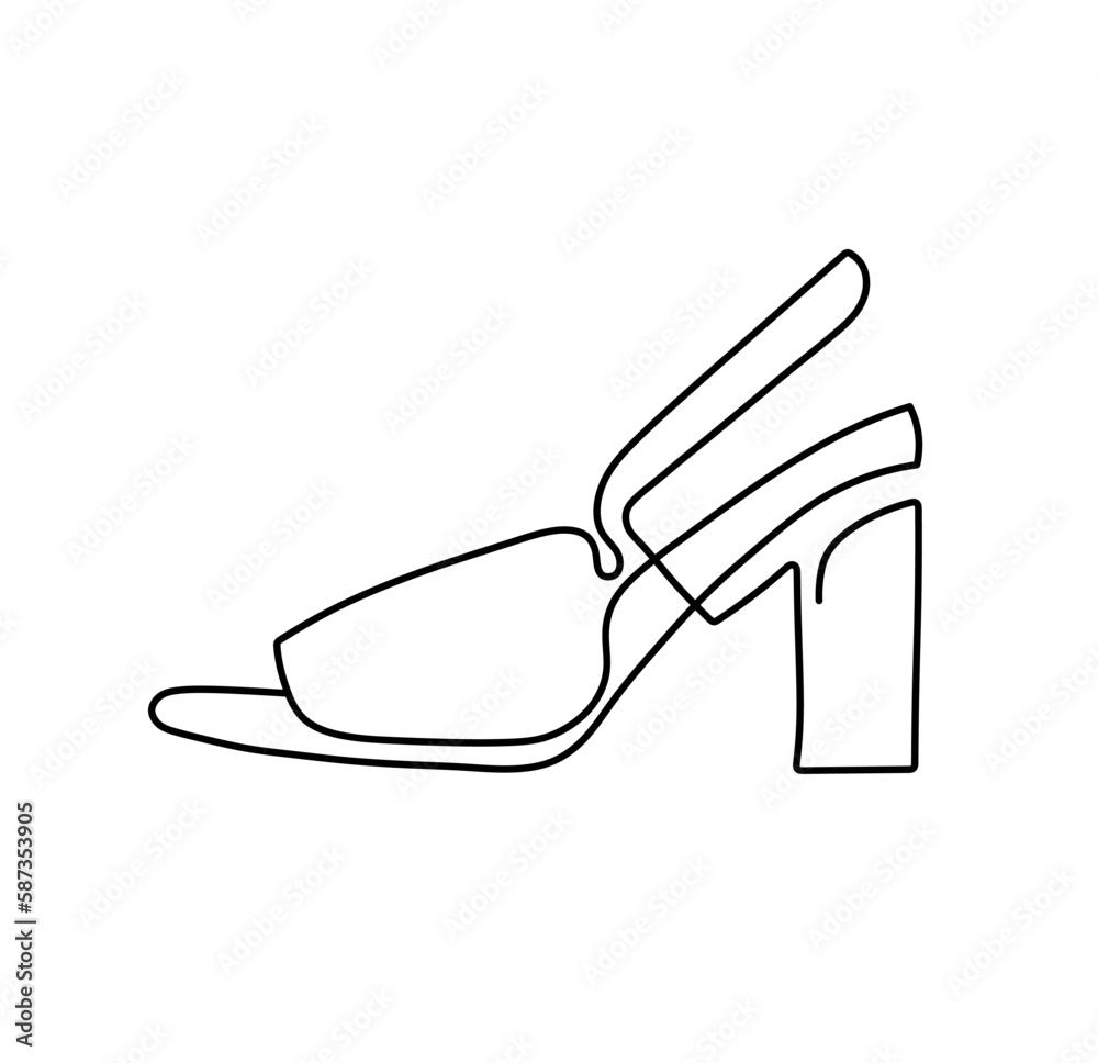 Vector isolated one single sandal clogs boot shoe side view colorless black and white contour line easy drawing Vector isolated one single sandal clogs boot shoe side view colorless black and white contour line easy drawing