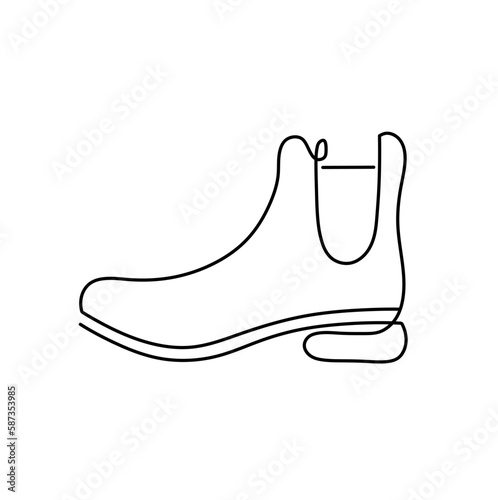 Vector isolated one single chelsea boot shoe side view  colorless black and white contour line easy drawing