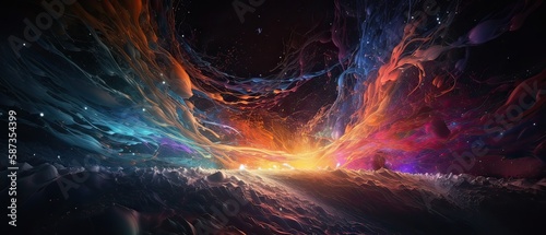 Fototapeta Naklejka Na Ścianę i Meble -  Astronauts with spaceship exploring an asteroid in space 3D. Generative Ai.