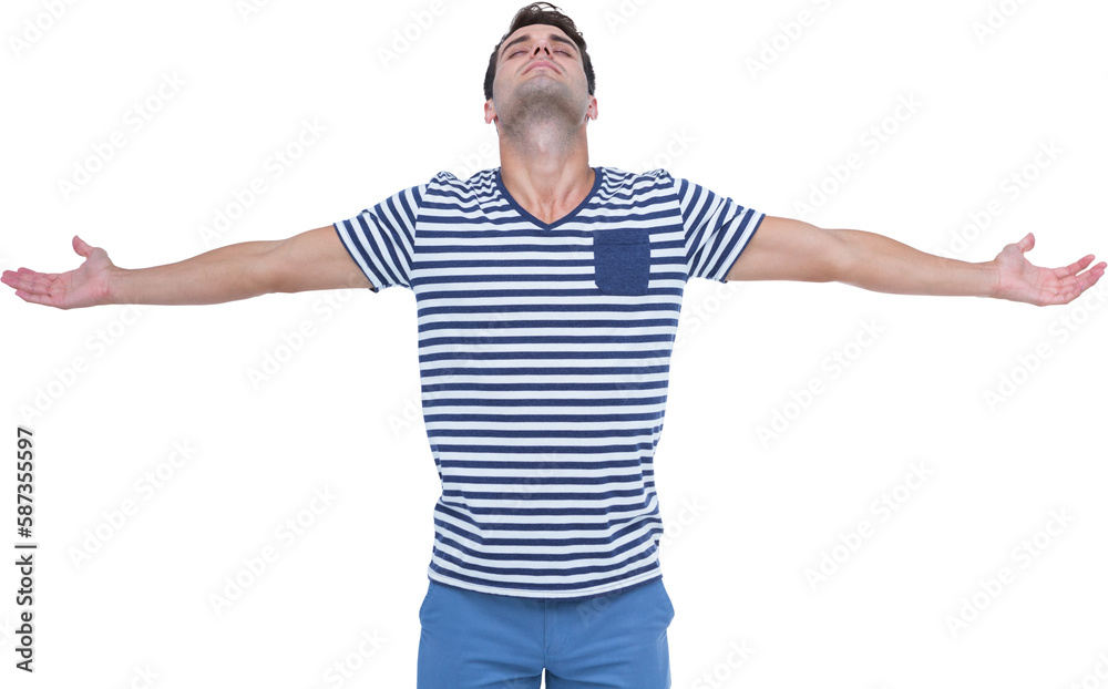 Handsome hipster with arms outstretched Handsome hipster with arms outstretched
