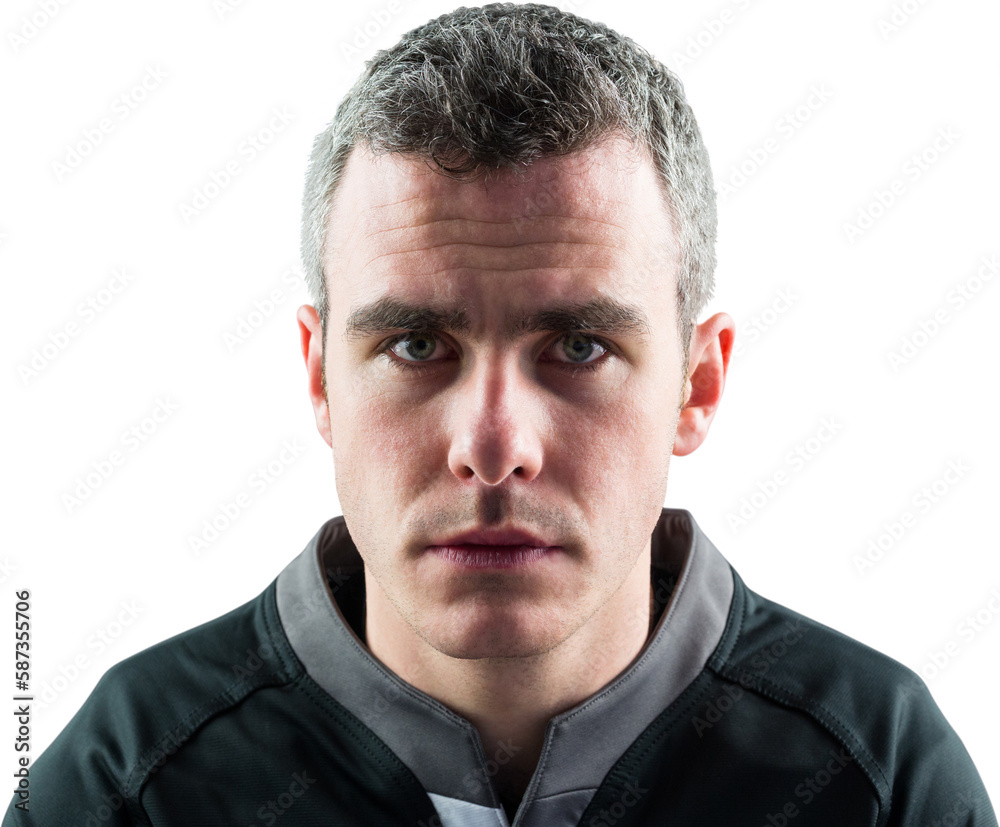 A rugby player looking at the camera A rugby player looking at the camera