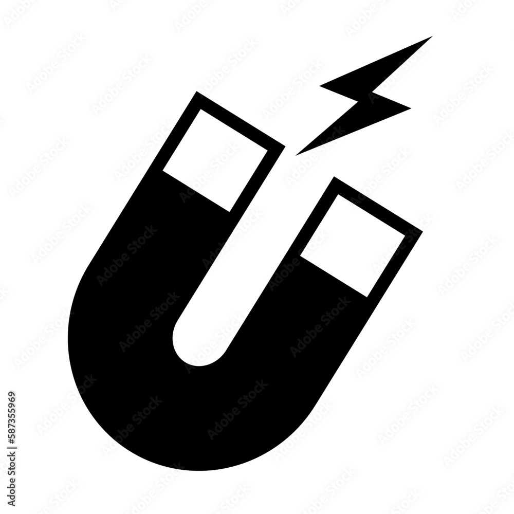 Electric silhouette icon of magnet and magnetic field. Vector. Electric silhouette icon of magnet and magnetic field. Vector.