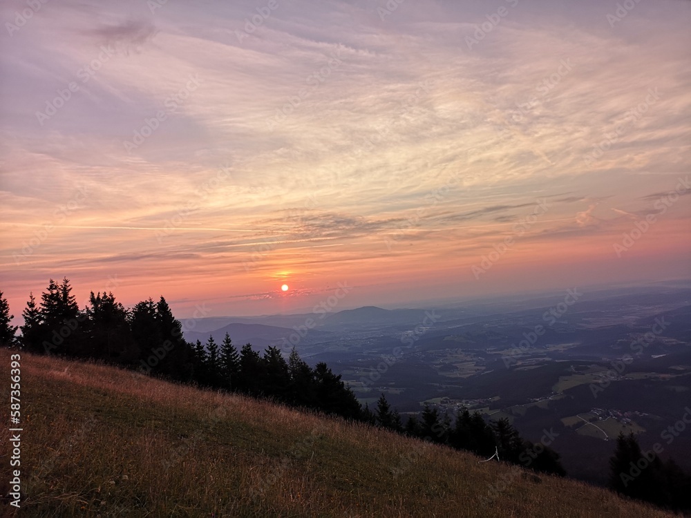 sunset in the austrian mountains