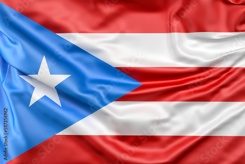 Ruffled Flag of Puerto Rico. 3D Rendering