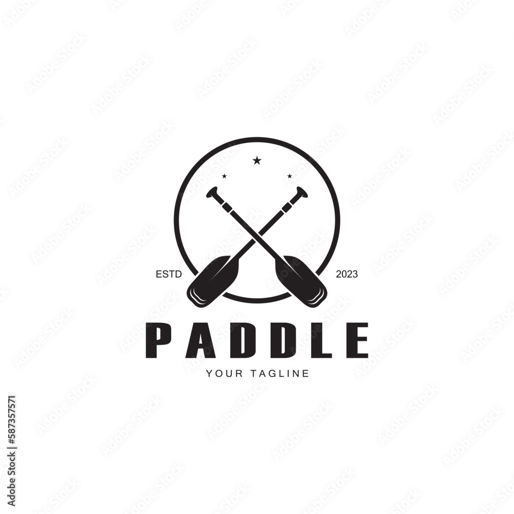 simple paddle logo,design for surfing,rafting,canoe,boat,surfing and rowing equipment business,vector
