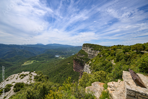 View to valley of the Natural area of Les Guilleries- Savassona - Cliffs of Tavertet - June 2018 - Catalonia, Spain