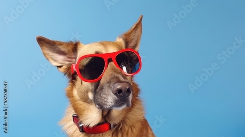Cool dog with summer clothes. Generatvie AI