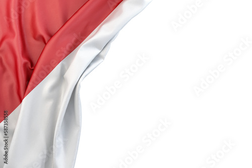 Fototapeta Naklejka Na Ścianę i Meble -  Flag of Indonesia the corner on white background. Isolated. 3D Rendering