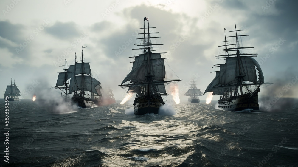  Sailing ship battle in the ocean [AI GENERATIVE]
