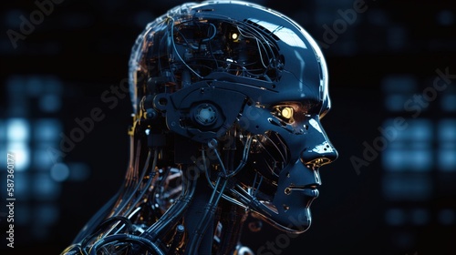 Künstliche Intelligenz Kopf im Fokus © PixelArtWork