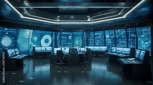 High-Tech Control Room  Operators Monitoring Cybersecurity Threats  Generative Ai  Generative  Ki