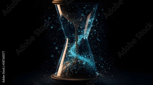 Digital Hourglass, Encrypted Data Particles, Time in Secure Network, Generative Ai, Generative, Ki © Florian