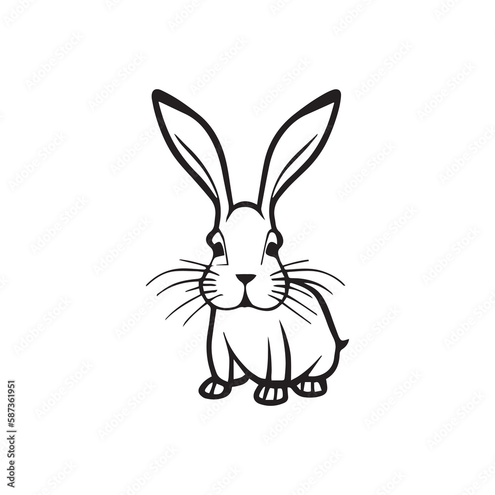 A sitting Rabbit line art vector work.