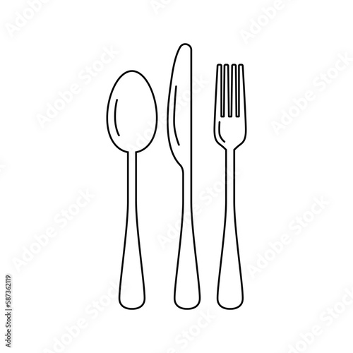 Spoon, fork and knife icons symbol vector tablespoon set