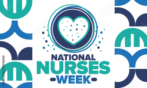 National Nurses Week. Thank you nurses. Medical and health care concept. Fighters against viruses and diseases. In honour of the doctors. Celebrated annual in United States. Vector illustration poster