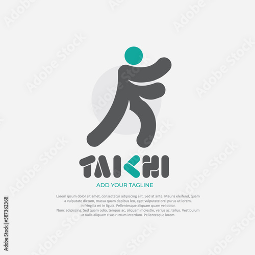 Silhouette of person with tai chi gesture position vector drawing.Suitable for martial arts logo and illustration.