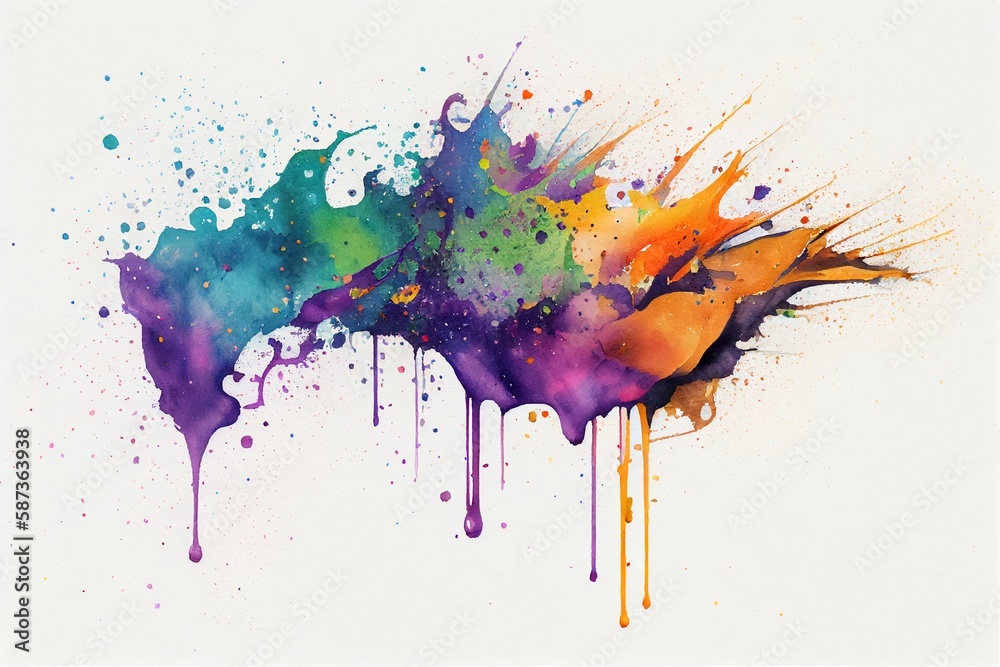colorful watercolor stains on white background,Generative AI
