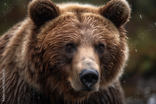 Large Kodiak brown bear in portrait. Generative AI © AkuAku