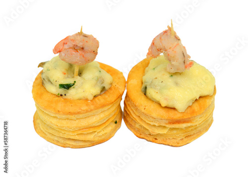 Fresh French pastries on a white background