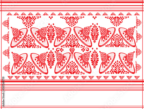 Assamese Gamosa Pattern Design with Japi