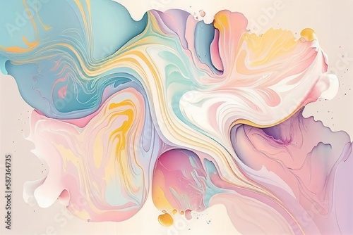 Soft colorful liquid marble watercolor background Generative AI