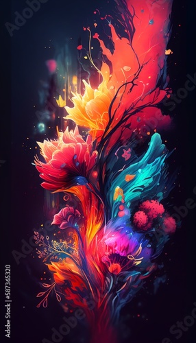 Vibrant Glowing Wallpaper watercolor style,Generative AI