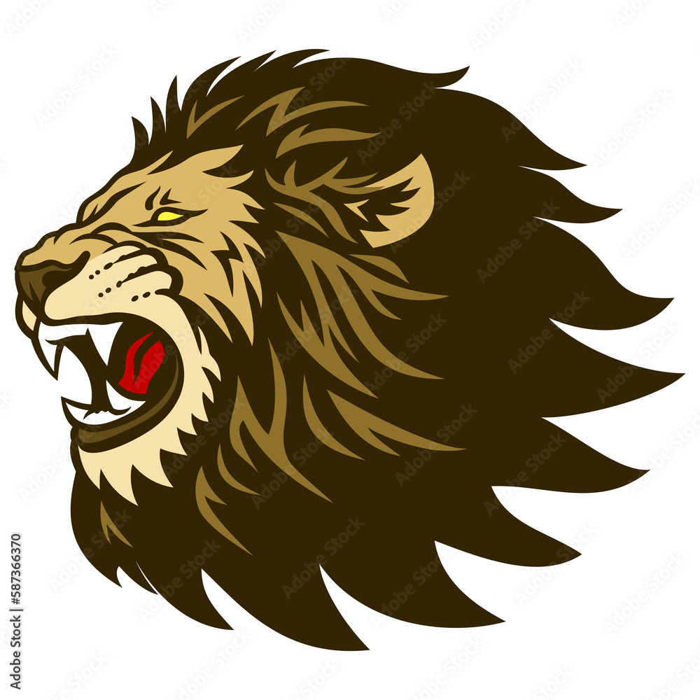 Lion Head Roar Logo Esport Mascot Design