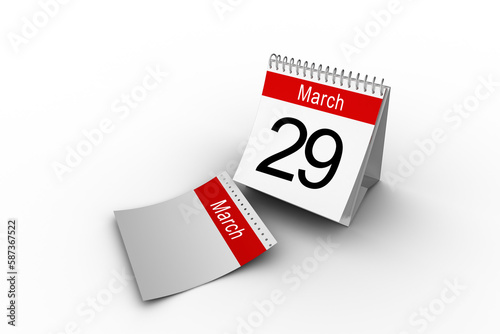 29th of March on desk calendar