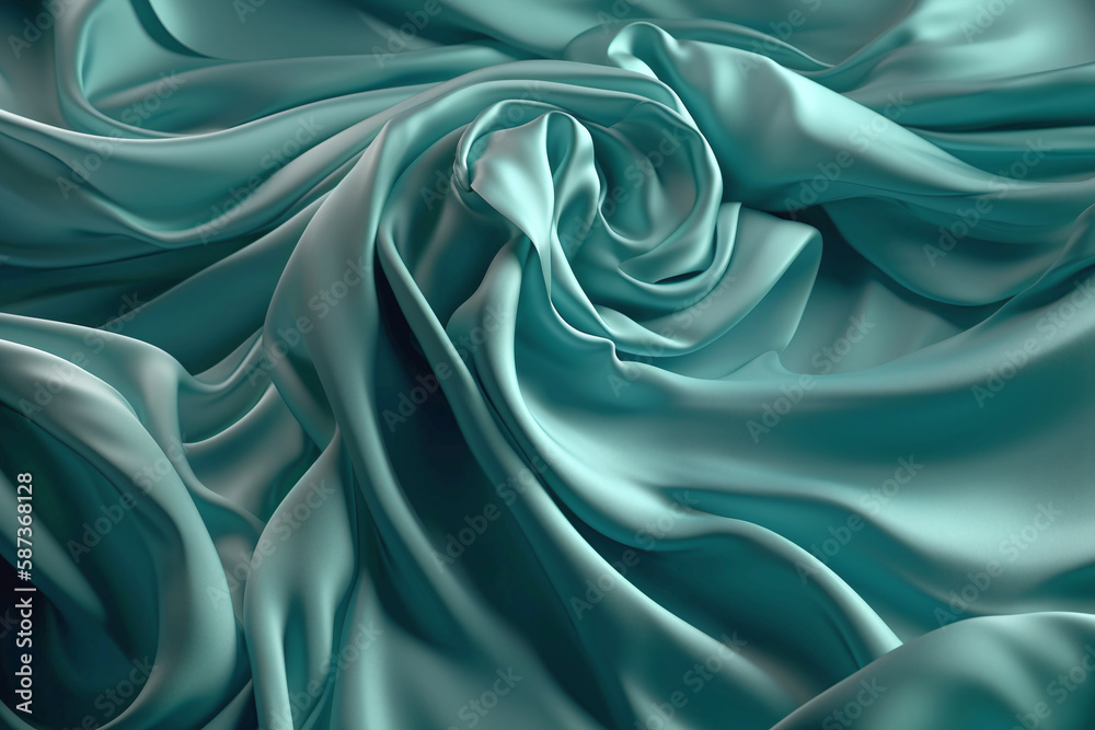 Obraz premium Abstract fluid iridescent jade green holographic neon curved wave in motion colorful background, Gradient design. Generative AI