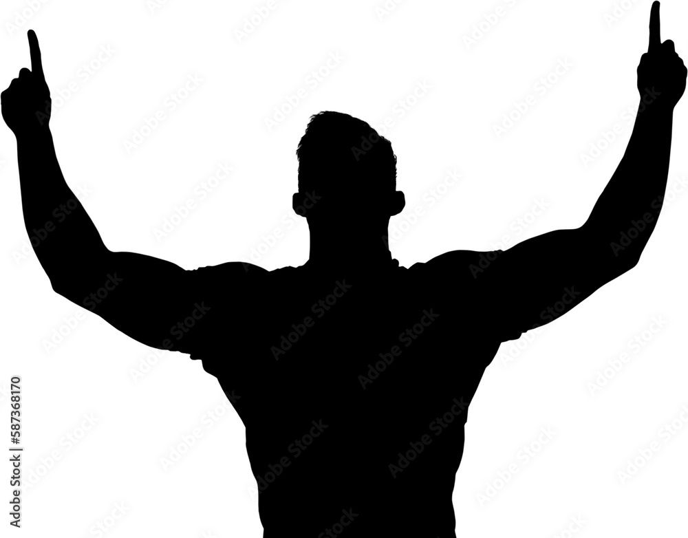 Fototapeta premium Male rugby player arms raised